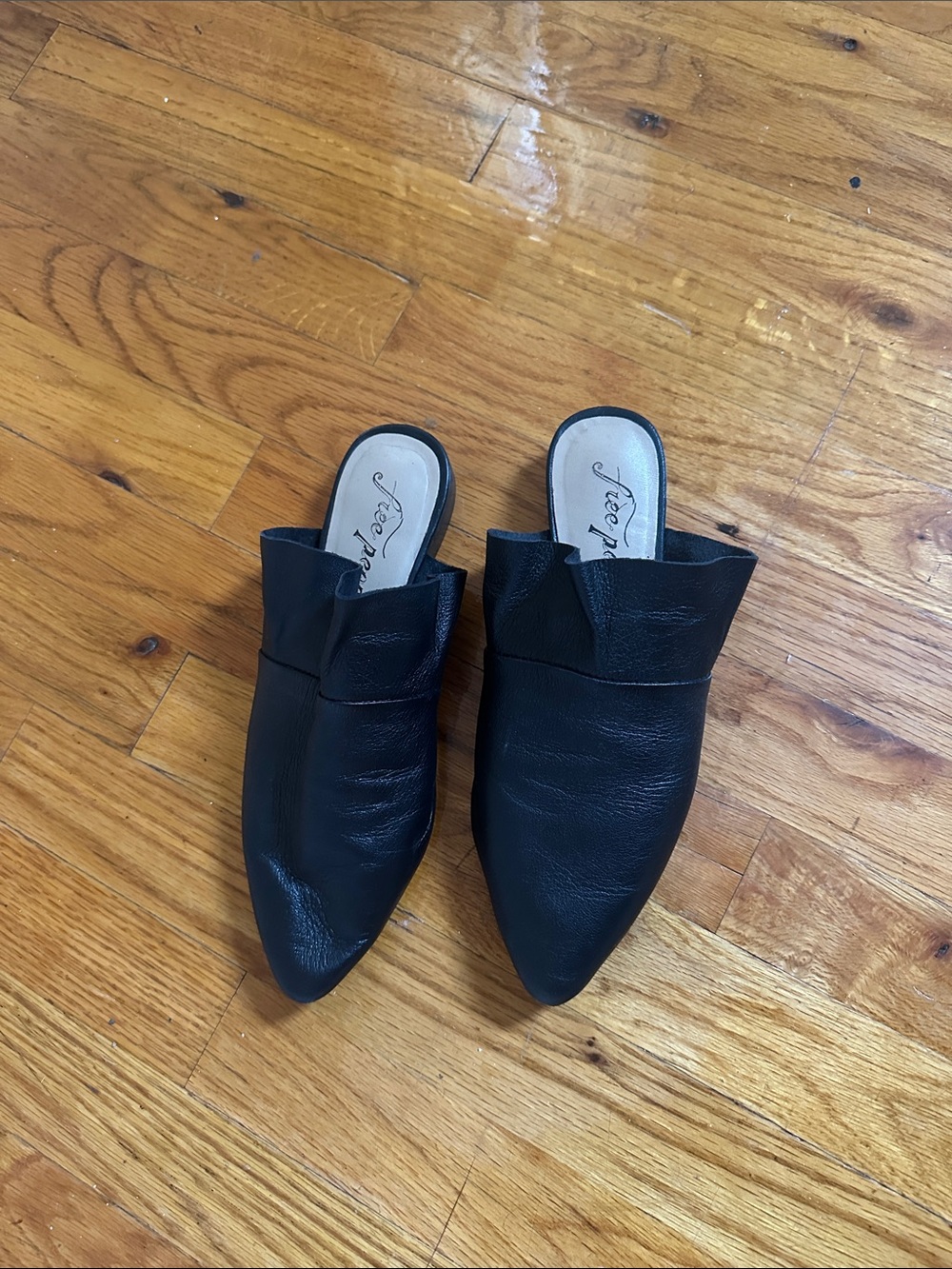 Slip-On Black Pointed Mule Flats by Free People